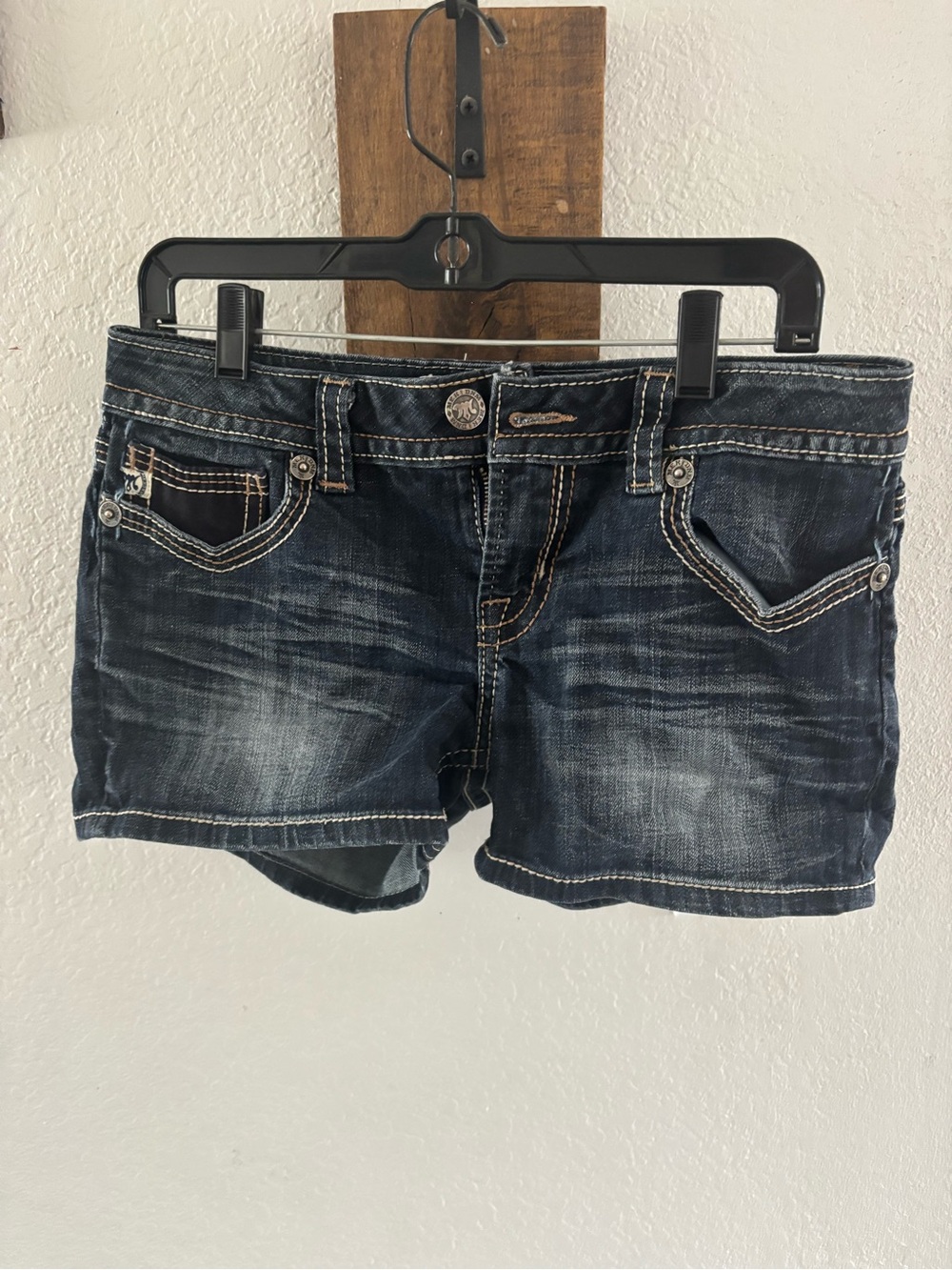 MEK Dark Wash Denim Jean Shorts - Navy Blue